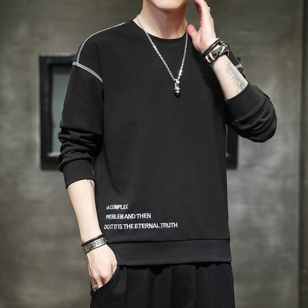 

v8t 2021 spring and autumn long sleeve sweater sweater t-shirttrend loose autumn clothes men's t-shirts) men's clothes are hands, White;black