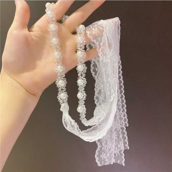 

chains women temperament pearl necklace ins forest crystal, Silver