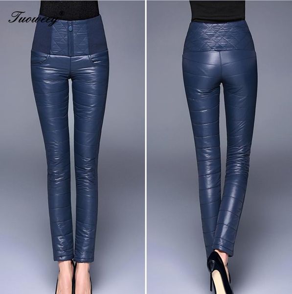 

women's pants & capris 2021 plus velvet thick winter lady outer wear women fashion cotton down trousers female slim warm windproof autu, Black;white