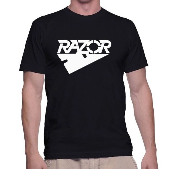 

razor t-shirt/speed-thrash-black-death metal, White;black