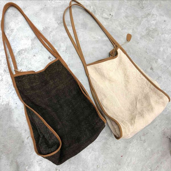 

leather handmade leather linen single shoulder underarm bag women's style