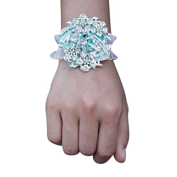 

decorative flowers & wreaths korean bride bridesmaid wrist flower exquisite crystal handmade ladies wristband elastic bracelet party wedding
