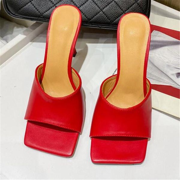 

dress shoes 2021 summer women sandals square toe ladies heel mules thin high heels slippers female fashion woman, Black