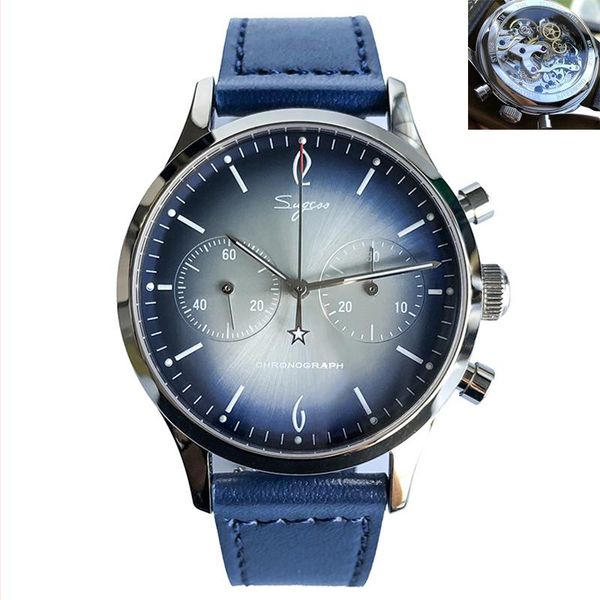

100% men chronograph mechanical gooeseneck watches waterproof st1901 sapphire business wristwatch for 2021 wristwatches, Slivery;brown