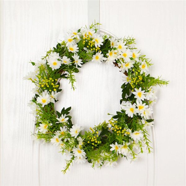 

decorative flowers & wreaths silk flower daisy wreath garlands artificial with leaves welcome front door hanging decoration wedding party su