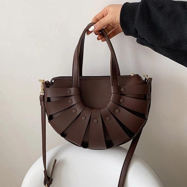 

evening bags straw semicircle design small tote for women summer beach woven shoulder crossbody bag female travel pu designer handbags