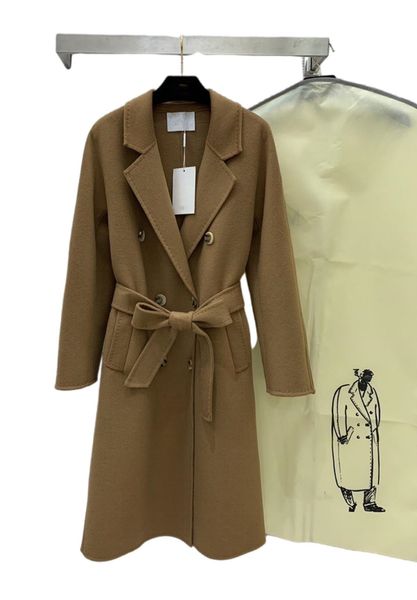 

women's wool & blends 2021 autumn winter long sleeve lapel neck trench coats designer brand same style outerwear 1210-3, Black