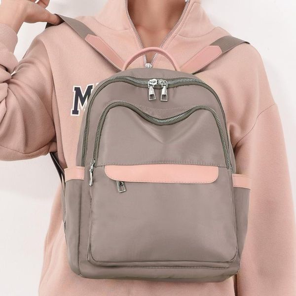 

outdoor bags fashion backpack leather female women double zipper pocket red waterproof oxford large capacity travel sport backpack#g2