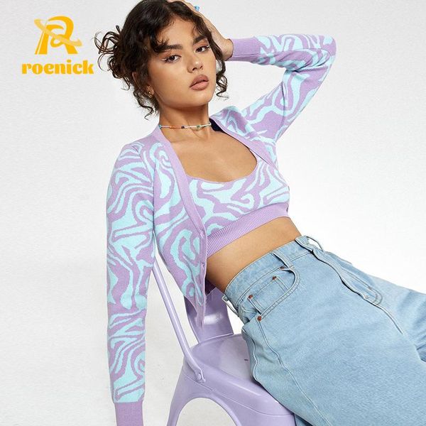 

women's knits & tees roenick women v neck vintage y2k cardigans sweaters 90's button down long sleeve knitted crop short casual p, White