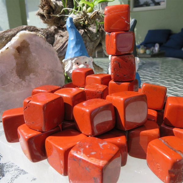6 pezzi Cubo di pietra preziosa di diaspro rosso Coraggio Equilibrio del processo di guarigione della violenza domestica