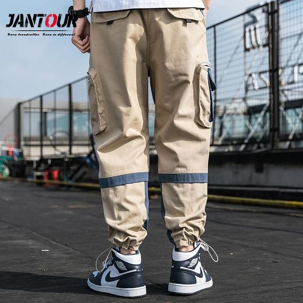 

spring mens harem pants streetwear jogger 3d big pocket trousers men hip hop sweatpants khaki cargo men's, Black