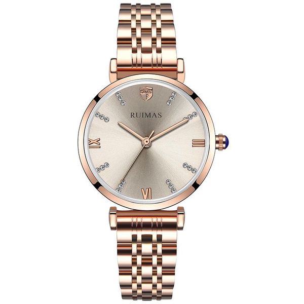 

wristwatches ruimas women watch simple quartz lady waterproof wristwatch female fashion casual watches clock, Slivery;brown