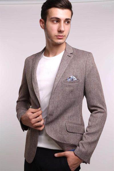 

men's jackets slim fit soil single jacket, Black;brown