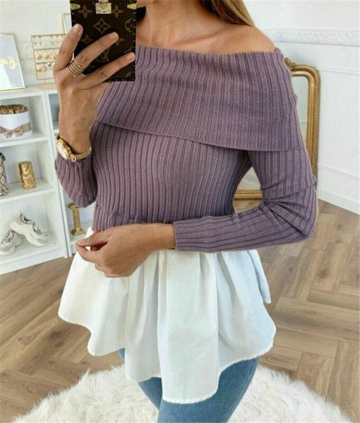

women's sweaters women autumn tulle ruffle long sleeve pullover loose sweater lady womens off shoulder baggy, White;black