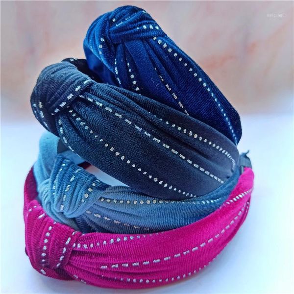 

u silver striped retro velvet knot female headbands hair band, autumn and winter accessories1