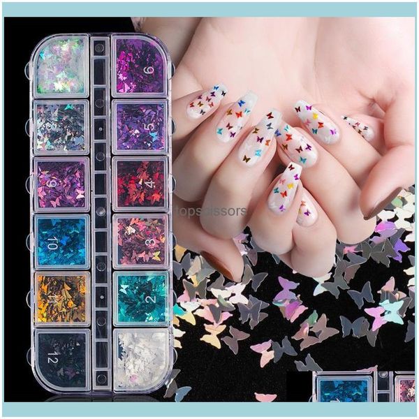 

decorations salon health & beautymirror sparkly butterfly nail sequins paillette mixed colors holographics glitter 3d spangle art aessories1, Silver;gold
