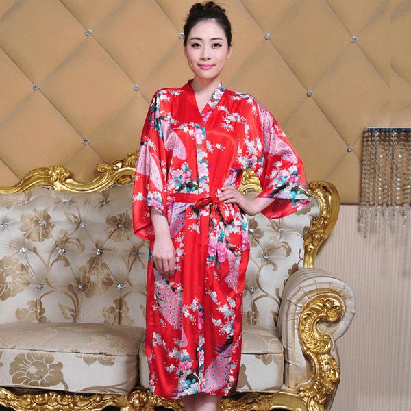 

bathrobe summer silk printed nightgown women's light casual home wear medium sleeve morning gown cardigan bathrobe