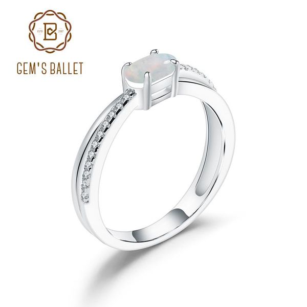 

cluster rings gem's ballet elegant wedding ring natural oval ethiopia opal gemstone 925 sterling silver birthstone for women fine jewel, Golden;silver