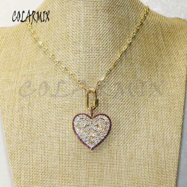 

pendant necklaces 2pcs zircon crystal heart necklace handmade jewelry chain gift for lady 50468, Silver