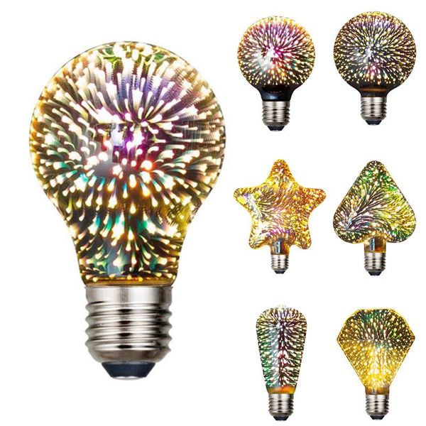 

bulbs 3d colorful led light bulb e27 ac 85-265v vintage fireworks decoration christmas ampoule lamp lighting home decor