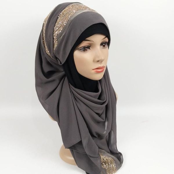 

scarves 2021 spring spiral pearl chiffon diamond monochrome scarf women hijab bufanda Ã©charpe silk, Blue;gray