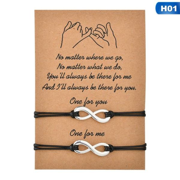 

charm bracelets 2pcs/set handmade rope 8 words bracelet for women men lovers bff braslet couple wristband jewelry, Golden;silver