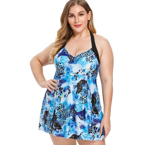 

one-piece suits plus size padded abstract pattern swimwear women's 2021 tankini swimsuit