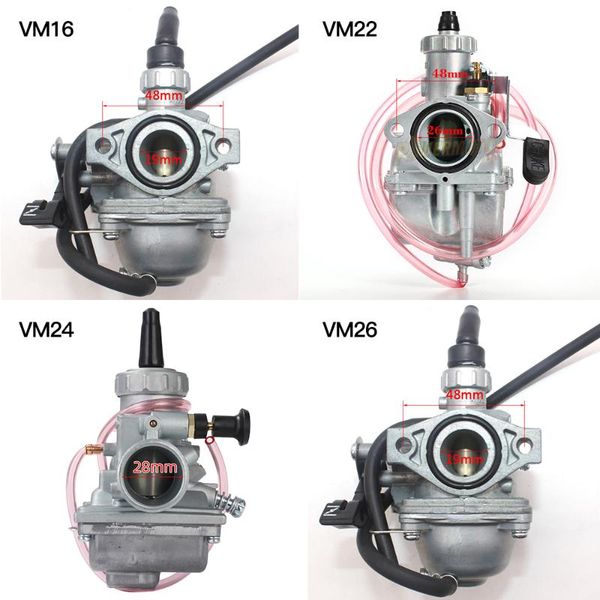 

motorcycle fuel system carburetor vm16 22mm vm22 26mm vm24 28mm vm26 30mm carburateur for 110cc to 250cc pit dirt bike atv quad