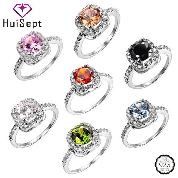 

cluster rings huisept fashion women ring 925 silver jewelry geometric z zircon gemstones finger for wedding engagement accessories, Golden;silver