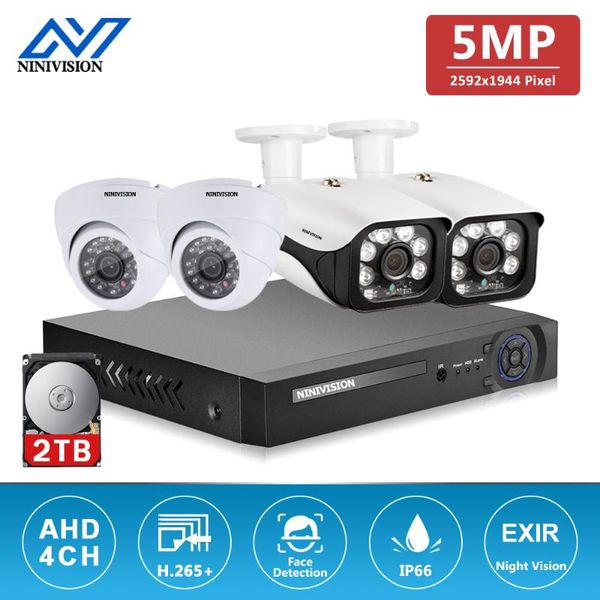 

home cctv monitor camera kit h.265 5mp outdoor face detetion waterproof video surveillance system set wireless kits