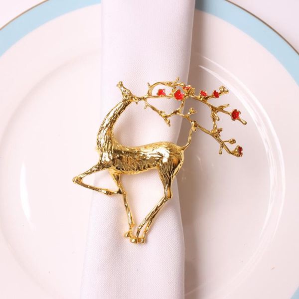 

napkin rings 12pcs/metal christmas deer ring table decoration ornaments for cocktail party family gathering