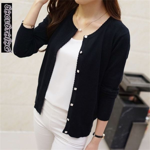 

ohclothing short design thin cardigan women's cutout sunscreen air conditioning shirt sweater knitted outerwear small cape 210810, White;black