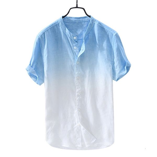 

men's casual shirts oeak summer linen cotton slim fit short color gradient sleeve tropical hawaiian 0c5x, White;black