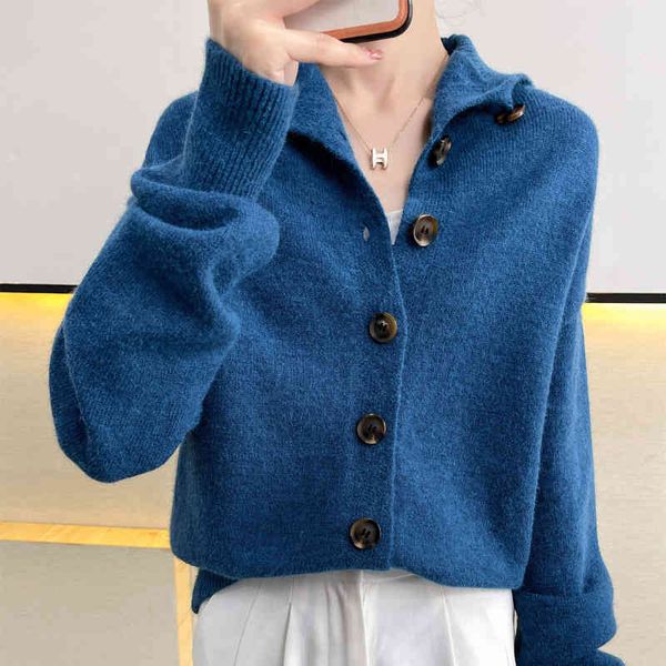 

women's sweaters high-necked women's cardigan knitted large outdoors wear autumn and winter sweater oversize jacket p2w6, White;black