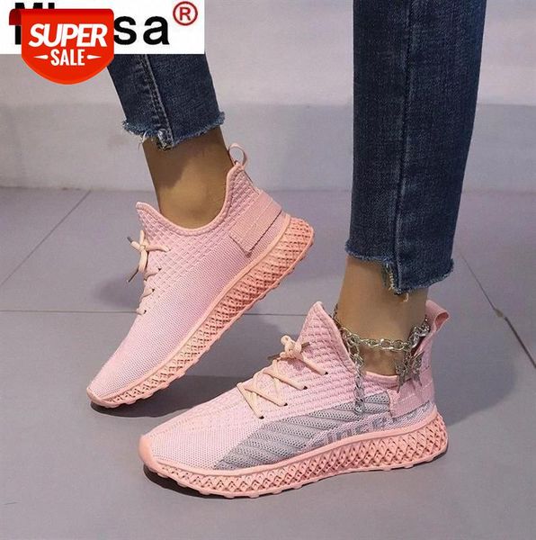

spring 2021 new women vulcanized shoes fashion comfortable lace-up round head lightweight casual breathable mesh sneakers #gn9y