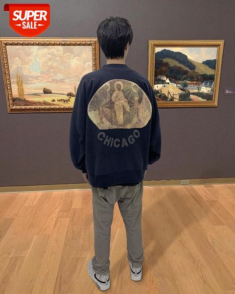 

kanye west jesus is king three gods sweater long sleeve foam printing style loose #pg30, Black