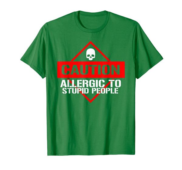 

funny novelty t-shirt caution allergic to stupid humor tee, White;black