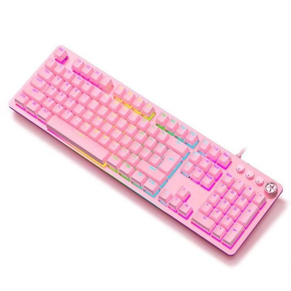 

pink mechanical gaming keyboard with rgb backlight 104 keys usb wired for pc/lapgamer keyboards