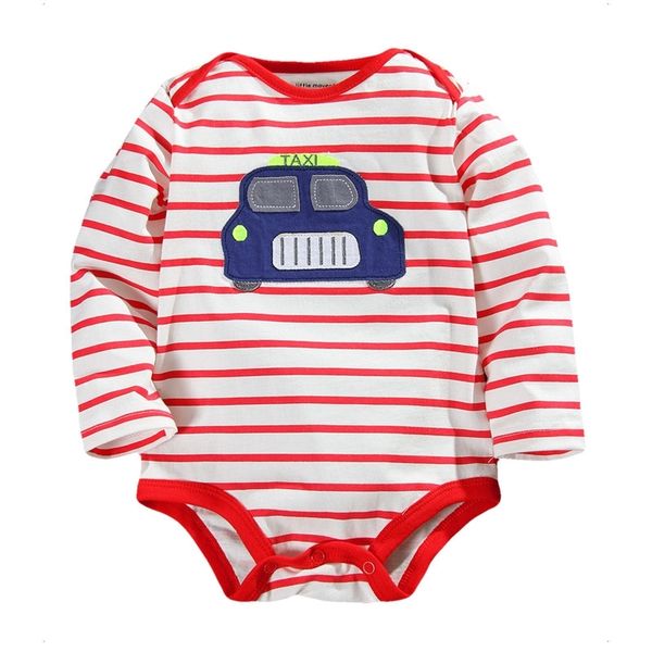 TAXI Stripe Neonati maschi Vestiti Moda Tute con maniche Camicie ragazzo Body Suit intimo morbido pigiama confortevole top 210413