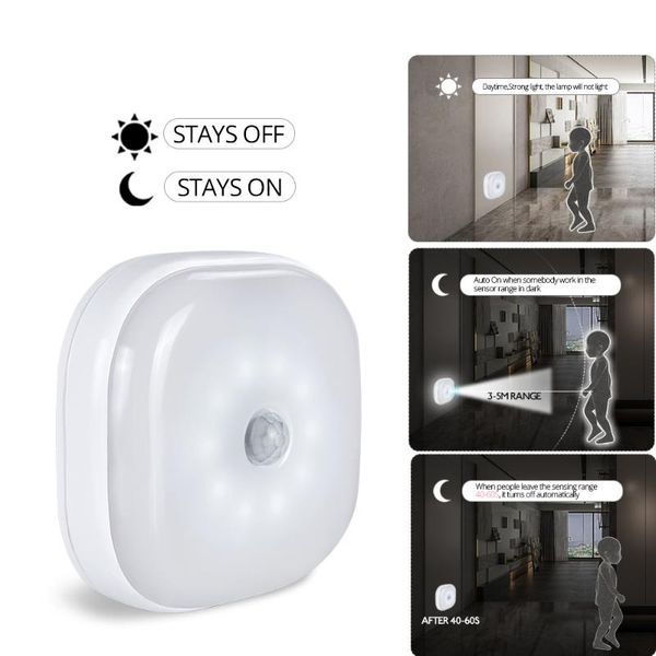 

night lights 10leds motion sensor light potable closet battery powered wireless cabinet ir infrared detector wall lamp