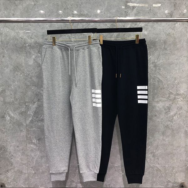 

men's pants / women's sweatpants, casual pure cotton, stripe, 2021, Black