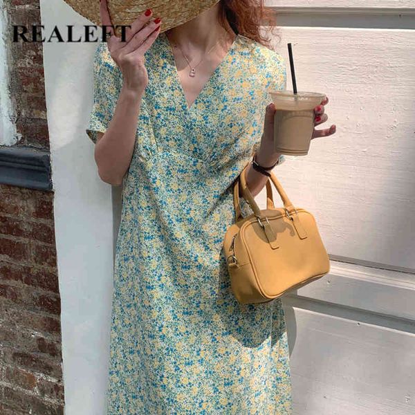 

summer elegant beach floral printed women's long dresses short sleeve v-neck straight female a-line dress 210428, Black;gray