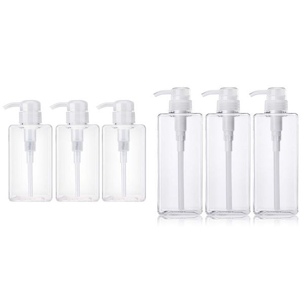

storage bottles & jars 3 pack clear empty pump bottles,square containers for essential oil soap lotion shampoo conditioner