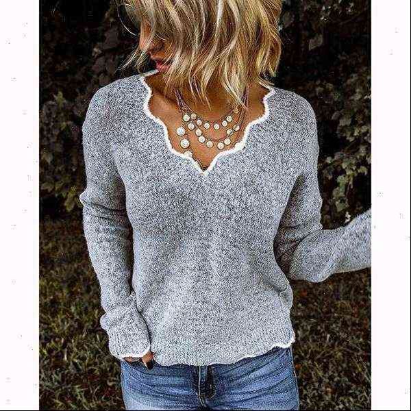 

womens sweater casual women fashion v neck long sleeve winter autumn warm pullover solid knitted jumper, White;black