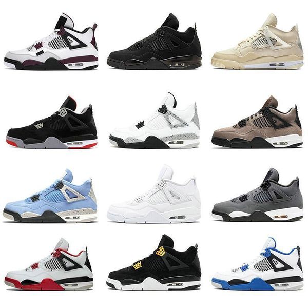 

2021 arrival basketball shoes 4 4s university blue white oreo men women jumpman taupe haze pure money retro trainers sneakers 36-46, Black
