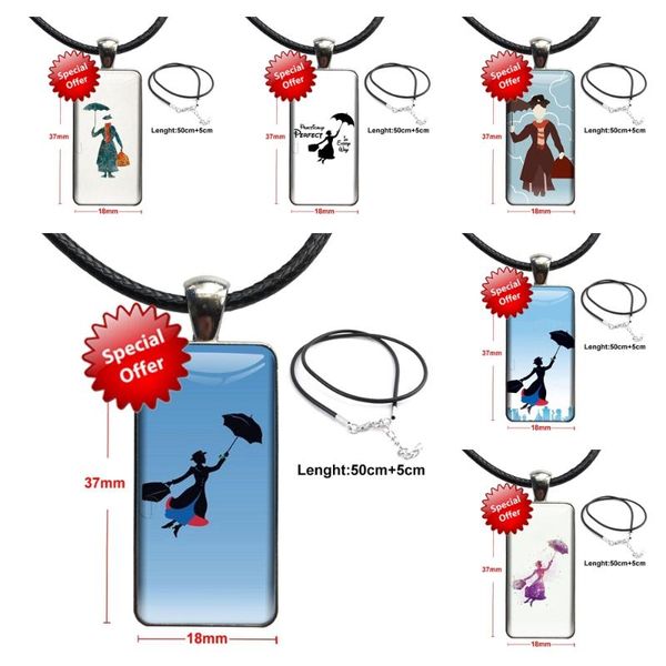 

pendant necklaces mary poppins glass cabochon necklace rectangle fashion for party gift serve up, Silver