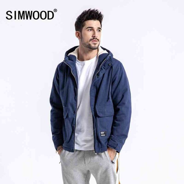 

simwood brand winter et men casual slim fit thick coats fashion hooded veet parka mens plus size cloth male 180531, Black;brown