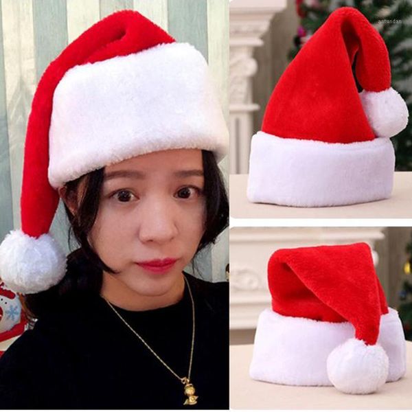 

christmas decorations 1pcs cute santa claus cap thick ultra soft plush hat holiday fashion dress 2021 xmas gift for kids natale