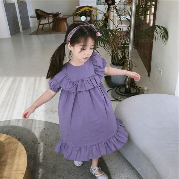 

Girl Dress Kids Baby Clothes 2022 Purple Spring Summer Toddler Party Evening Uniform Dresses Gift Cotton Children Clothing, Five pairs