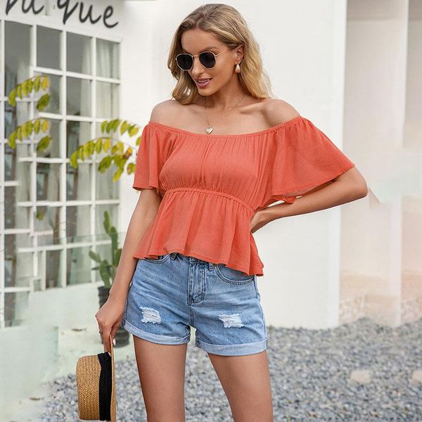 

femme clothes solid ruffles girl women tee shirt fashion t-shirt casual loose tees square collar y women's, White